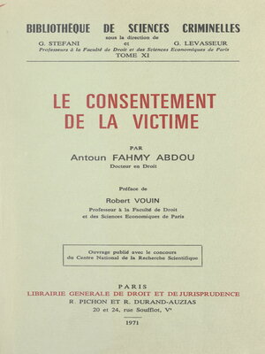 cover image of Le consentement de la victime